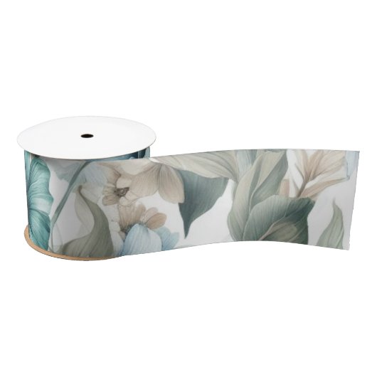 Floral modern blau mädchenhaft elegant stilvoll satinband (Spule)