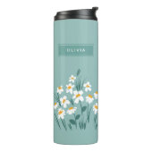 Floral modern, blau, mädchenhaft elegant stilvolle thermosbecher (Nach links gedreht)