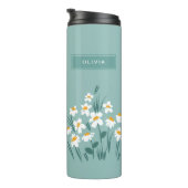 Floral modern, blau, mädchenhaft elegant stilvolle thermosbecher (Nach rechts gedreht)