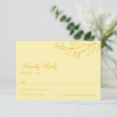 Floral Modern Butter Yellow Wedding RSVP Card (Stehend Vorderseite)