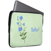 Floral modern daisy blue girly elegant stylish laptopschutzhülle (Vorne Rechts)