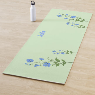 Floral modern daisy blue girly elegant stylish  yogamatte