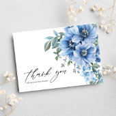 Floral Modern Elegant Dusty Blue Wedding Dankeskarte