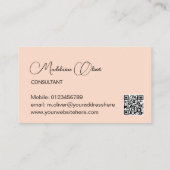 Floral Modern Elegante Feminine QR Code Gold Visitenkarte (Rückseite)