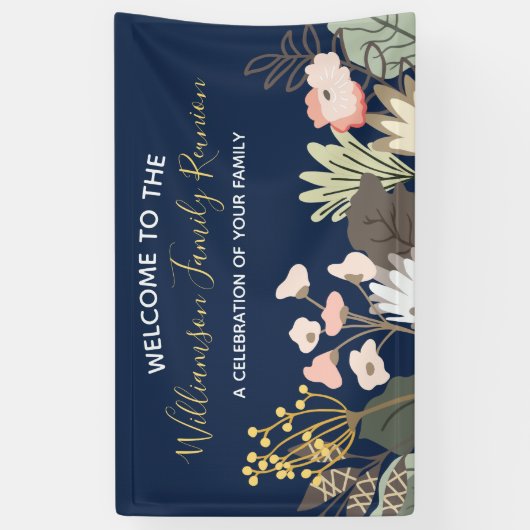 Floral Modern Family Wiedersehen Welcome Banner (Vertikal)