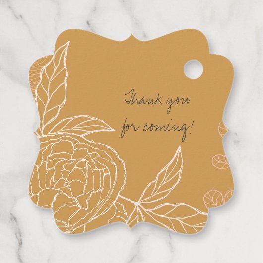 Floral Modern Peony Blossom Gold Brautparty Geschenkanhänger (Rückseite)