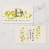 Floral Modern Pflanze Ginkgo Beruflich Monogramm Visitenkarte (Vorne/Hinten)