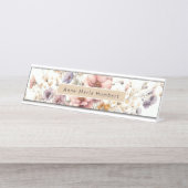 Floral modern pink mädchenhaft elegant stilvoll schreibtischnamensplakette (Vorderseite )