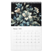 Floral modern schwarz, gürlich elegant stilvoll kalender (Feb 2026)