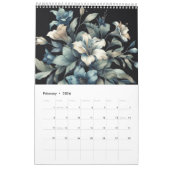 Floral modern schwarz, gürlich elegant stilvoll kalender (Feb 2026)