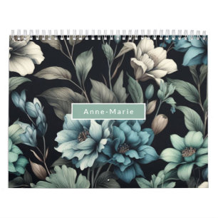 Floral modern schwarz, gürlich elegant stilvoll kalender