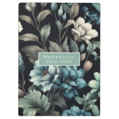 Floral modern schwarz, gürlich elegant stilvoll klemmbrett (Rückseite)