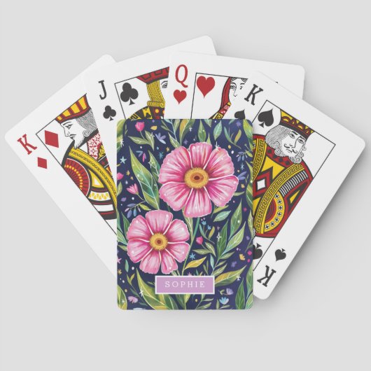 Floral Modern Wildflowers Girly Elegant Stylish Spielkarten (Rückseite)