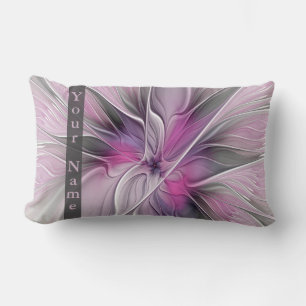 Floral Moderne Abstrakte Kunst Blume Rosa Grauer N Lendenkissen