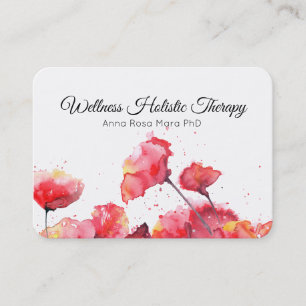 *~* Floral Moderne Aquarellfarben Rote Mohnblume B Visitenkarte