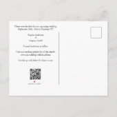 Floral moderne Blume qr Code Nicht Foto blau Ankündigungspostkarte (Rückseite)