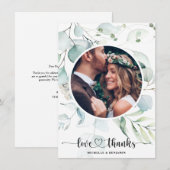 Floral Moderne Elegante Hochzeit Danke Foto Card (Vorne/Hinten)