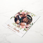 Floral Moderne Elegante Hochzeit Danke Foto Card Folieneinladung (Gedreht)