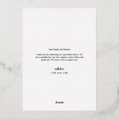 Floral Moderne Elegante Hochzeit Danke Foto Card Folieneinladung (Rückseite)