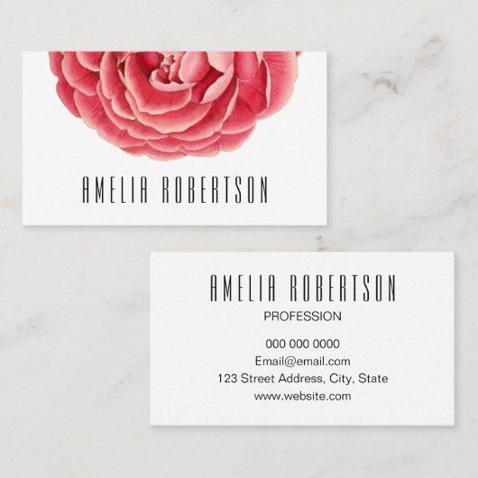 Floral moderne minimalistische Rose Visitenkarte (Vorne/Hinten)