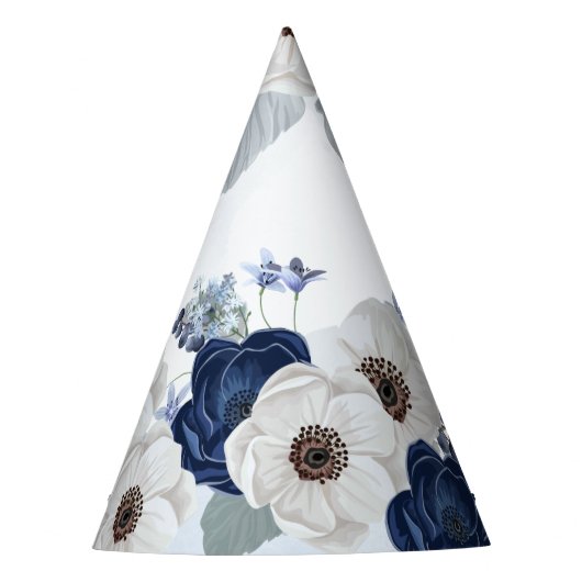 Floral Modernes Aquarell Dusty Blue Bloom Geburtst Partyhütchen (Vorderseite)
