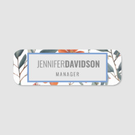 Floral Modernes Minimalistisch Elegantes Beruflich Namensschild