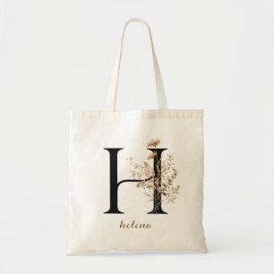 Floral Modernes Personalisiertes Monogramm Buchsta Tragetasche