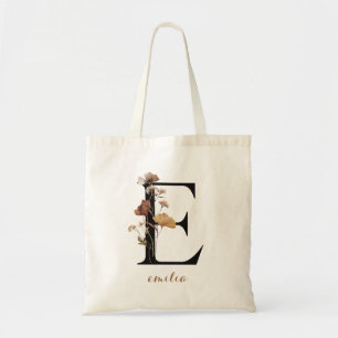 Floral Modernes Personalisiertes Monogramm Buchsta Tragetasche