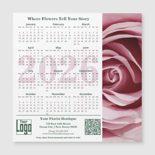 Floral Moments Promotion Magnetic 2026 Calendar Magnetkarte (Vorderseite)