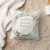 Floral Monogram Baby Birth Stats Kinderzimmer Kissen (Decke)