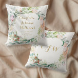 Floral Monogram Baby Birth Stats Kinderzimmer Kissen<br><div class="desc">Dieses hübsche personalisierte Geburtsstats Keepake Kinderzimmer Kissen bietet eine zarte Aquarellgarage mit Rose rund um den Namen des Kindes und Geburtsstatistiken für Sie,  um mit Ihren besonderen Neuankömmlingen Details zu personalisieren! Die Rückseite hat eine passende Blumengarnstruktur und elegante personalisierte Monogramm-Initialen. Entwickelt von Thisisnotme©</div>