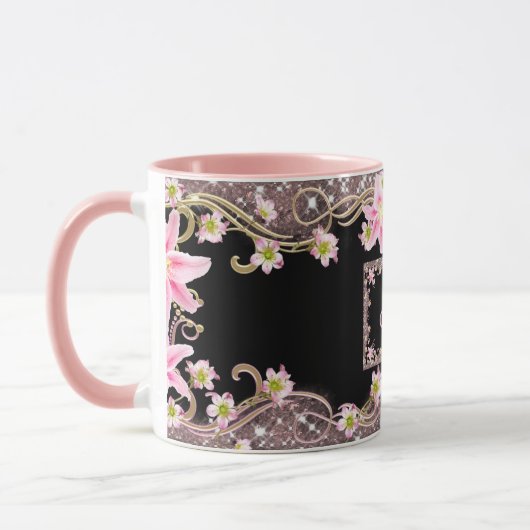 Floral Monogram Black Tasse (Links)