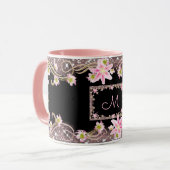 Floral Monogram Black Tasse (Vorderseite Links)