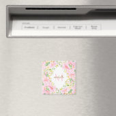Floral Monogram, Botanfarbener Rosa Magnet (In Situ (Geschirrspüler))