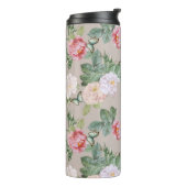 Floral Monogram Butterflies Elegante Custom Taupe Thermosbecher (Nach links gedreht)