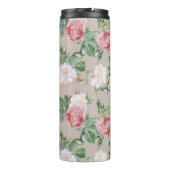 Floral Monogram Butterflies Elegante Custom Taupe Thermosbecher (Rückseite)