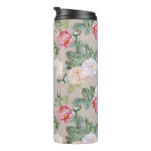 Floral Monogram Butterflies Elegante Custom Taupe Thermosbecher (Nach rechts gedreht)