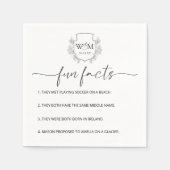 Floral Monogram Calligraphy Fun Facts Wedding Serviette (Vorderseite)