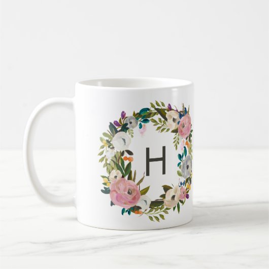 Floral Monogram Coffe Tasse (Links)