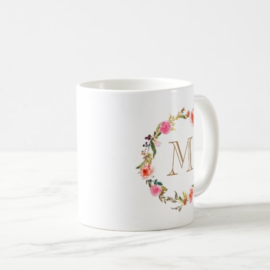 Floral Monogram Coffe Tasse (VorderseiteRechts)