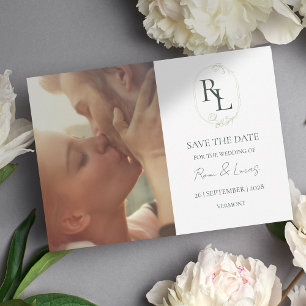 Floral Monogram Couple Foto Wedding Save the Date Ankündigung