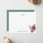 Floral Monogram Couple Initialen Personalisiert Mitteilungskarte (Vorderseite/Rückseite Beispiel)