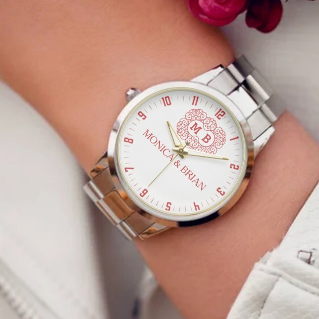 Floral Monogram  Couple’s Name  Armbanduhr (Von Creator hochgeladen)