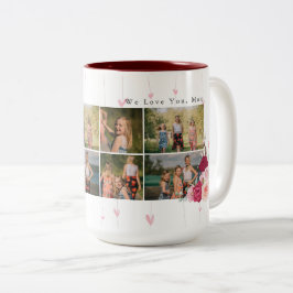 Floral Monogram Custom Foto Collage Mutterngeschen Zweifarbige Tasse