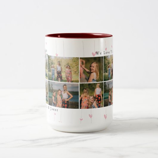 Floral Monogram Custom Foto Collage Mutterngeschen Zweifarbige Tasse (Mittel)