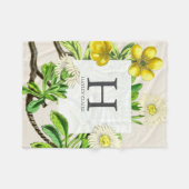 Floral Monogram Daisies Initial Greenerie Fleecedecke (Vorderseite (Horizontal))