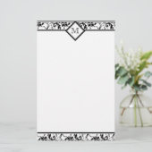 Floral Monogram Damask Stationery Briefpapier (Stehend Vorderseite)