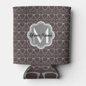 Floral Monogram Dark Nerd Brillenmuster Dosenkühler (Vorderseite)