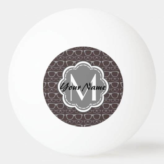 Floral Monogram Dark Nerd Brillenmuster Tischtennisball (Vorderseite)