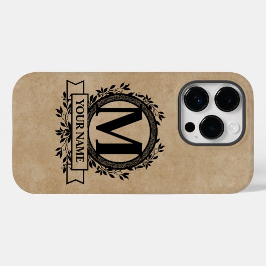 Floral Monogram Design Case-Mate iPhone Hülle (Rückseite (Horizontal))